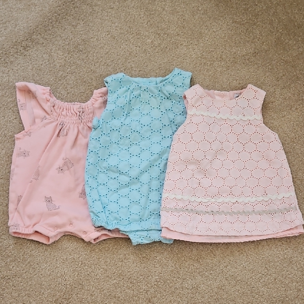 Pink and Blue Eyelet Kids One Pieces